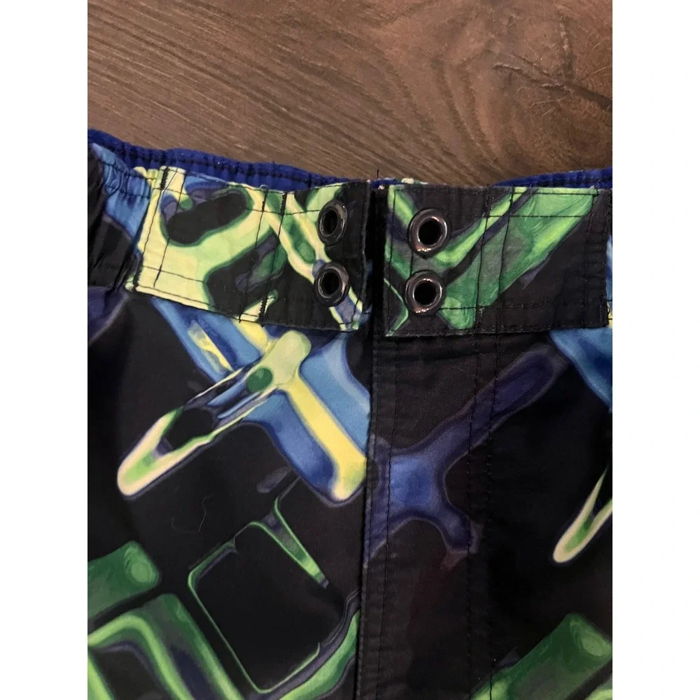 Nike Mens Abstract Geometric Print Swim‎ Trunks Blue Green Board Shorts Size M